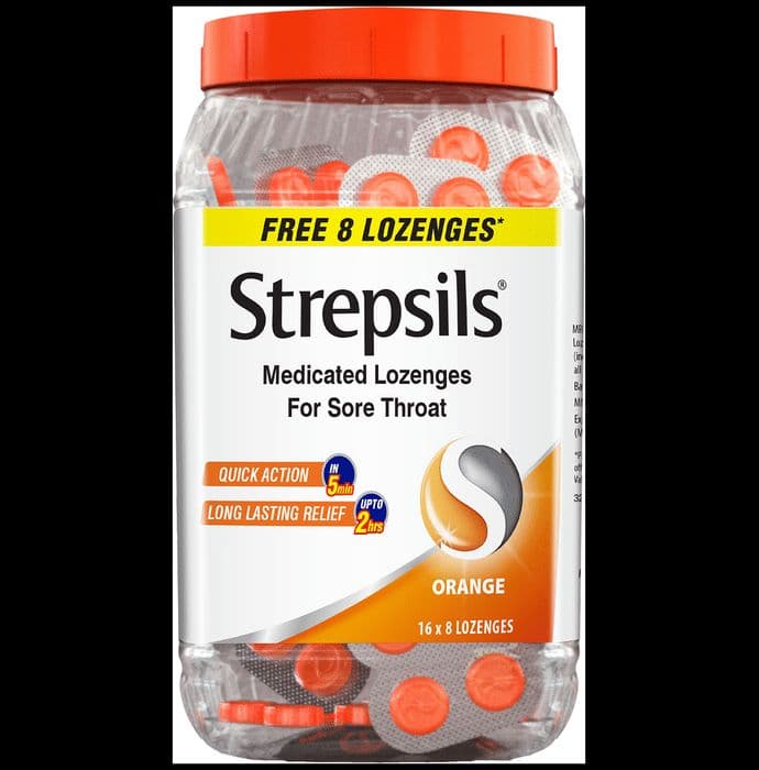 Strepsils Medicated Throat Lozenges | For Sore Throat | Flavour Orange
